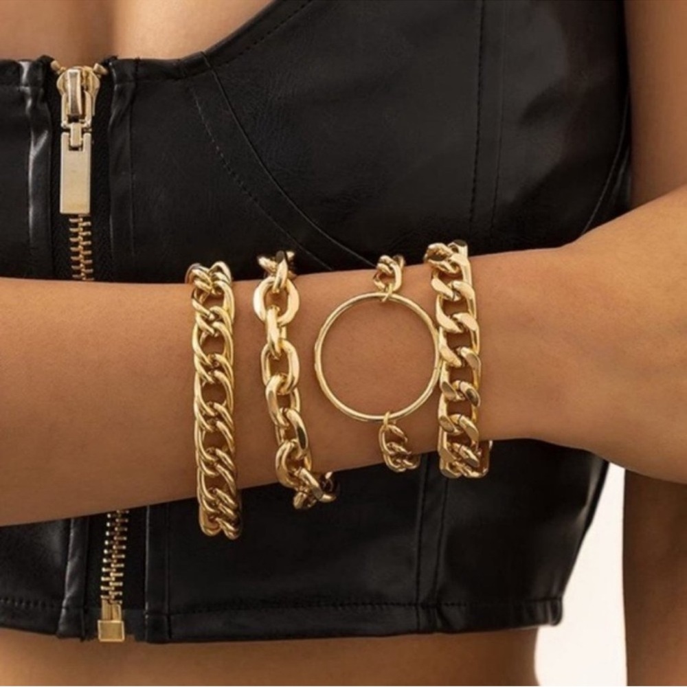 Orbit 14K Gold Chunky Bracelet Set of 4